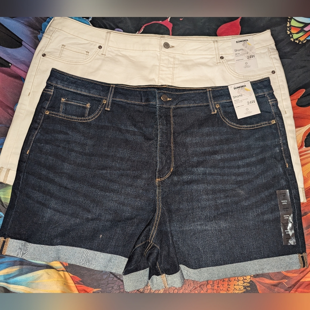 SONOMA Two Pair of High-Rise Denim Shorts 24W NWT